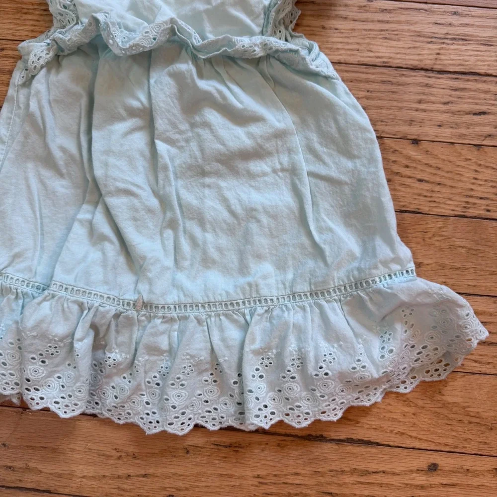Baby‎ Gap Girls Light Blue Eyelet Ruffle Cotton Dress 6-12 Months Sleeveless